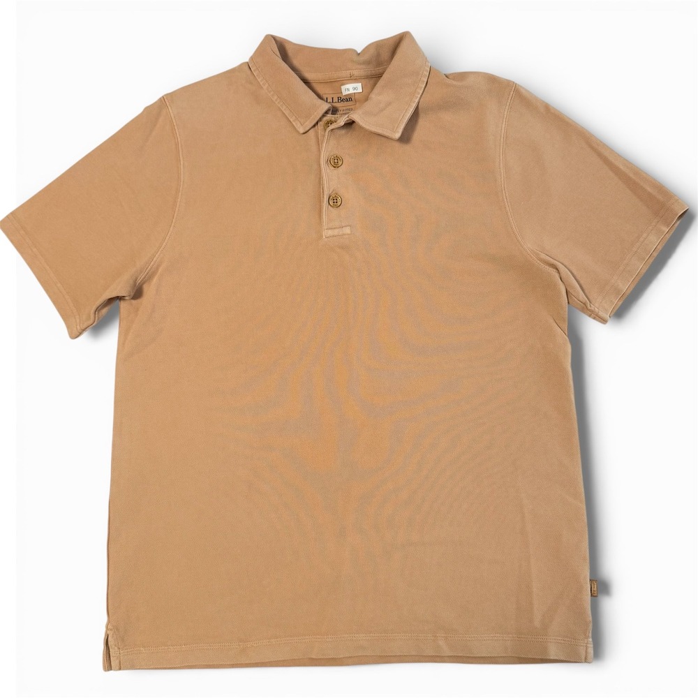 LL Bean Mens Slightly Fitted Short Sleeve Polo Shirt Terra‎ Cotta Pique Cotton M